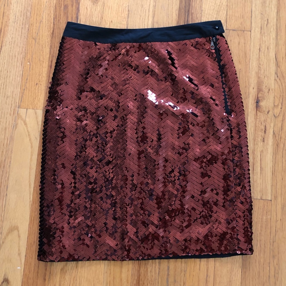 See By Chloe Chevron Print Sequin Pencil Skirt